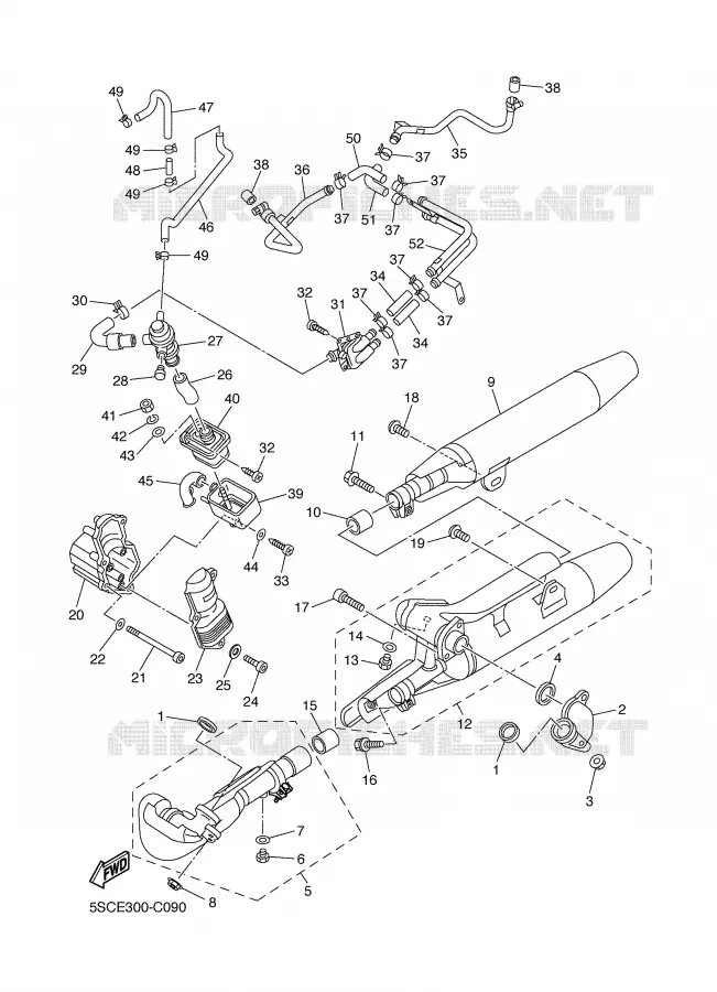 ECHAPPEMENT Yamaha MOTO 650 2004 DRAGSTAR  XVS650A