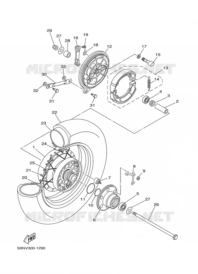 ROUE ARRIERE Yamaha MOTO 650 2004 DRAGSTAR  XVS650A