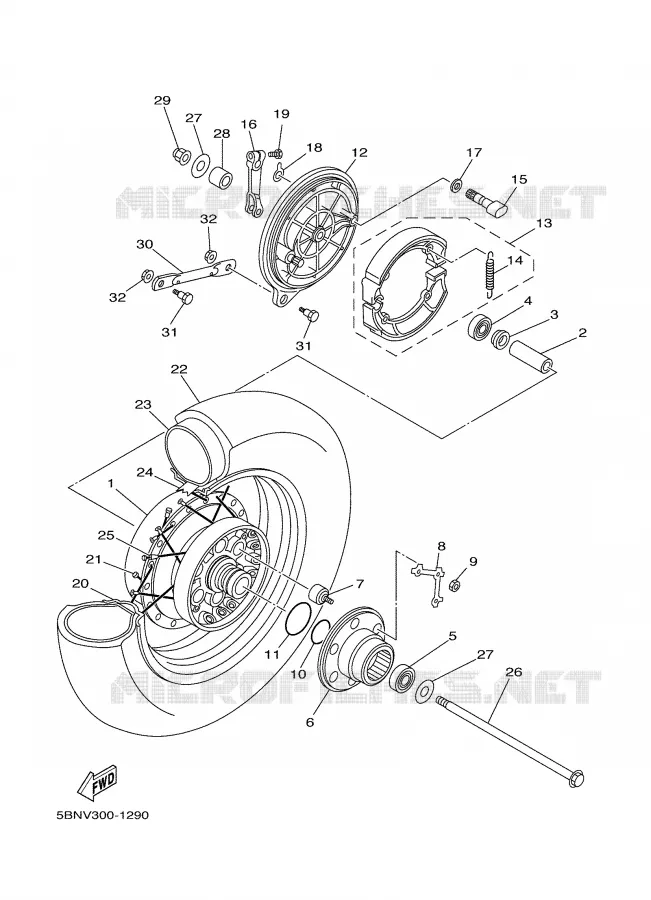 ROUE ARRIERE Yamaha MOTO 650 2006 DRAGSTAR  XVS650A