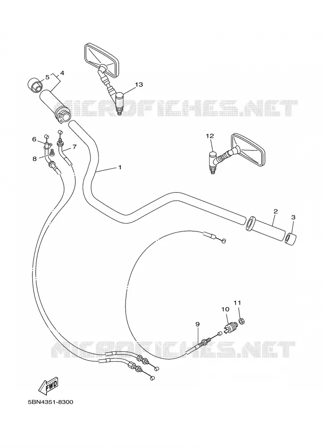 GUIDON ET CABLES Yamaha MOTO 650 1999 DRAGSTAR  XVS650A