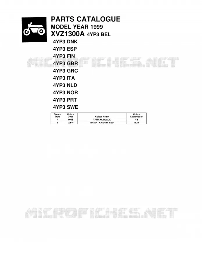 * CATALOG PREFACE * Yamaha MOTO 1300 1999 ROYALSTAR  XVZ1300A