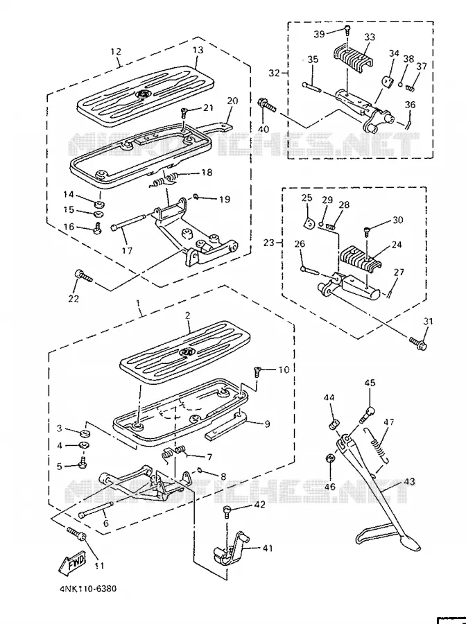 SUPPORT / REPOSE PIEDS Yamaha MOTO 1300 1996 ROYALSTAR  XVZ13AH