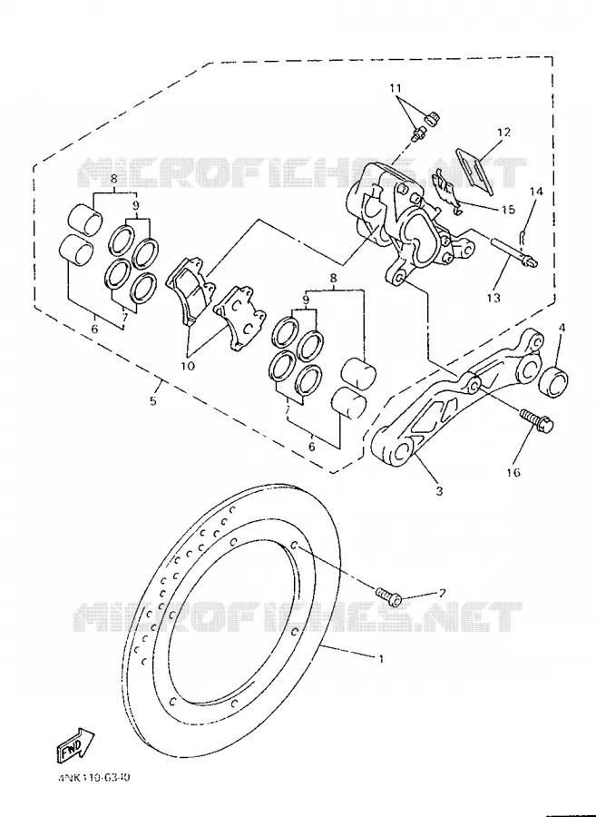 ETRIER DE FREIN ARRIERE Yamaha MOTO 1300 1996 ROYALSTAR  XVZ13AHC