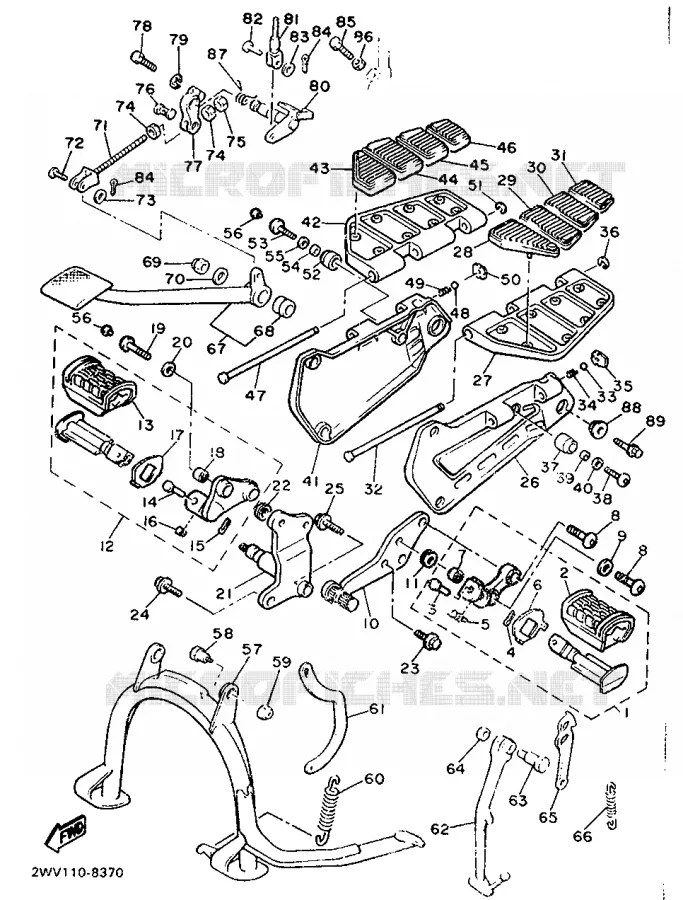 SUPPORT / REPOSE PIEDS Yamaha MOTO 1300 1989 ROYALE VENTURE  XVZ13TD