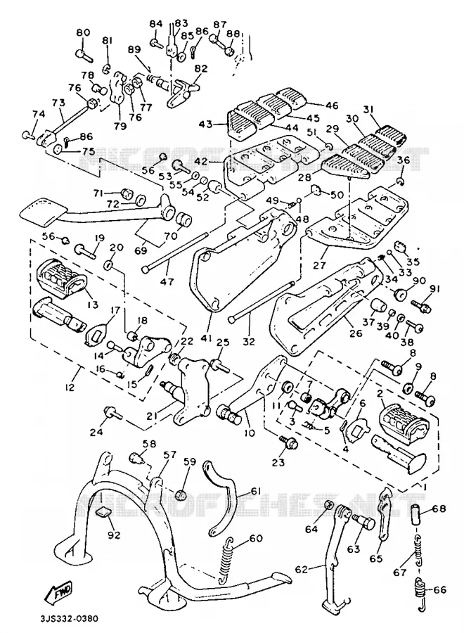 SUPPORT / REPOSE PIEDS Yamaha MOTO 1300 1990 ROYALE VENTURE  XVZ13TD