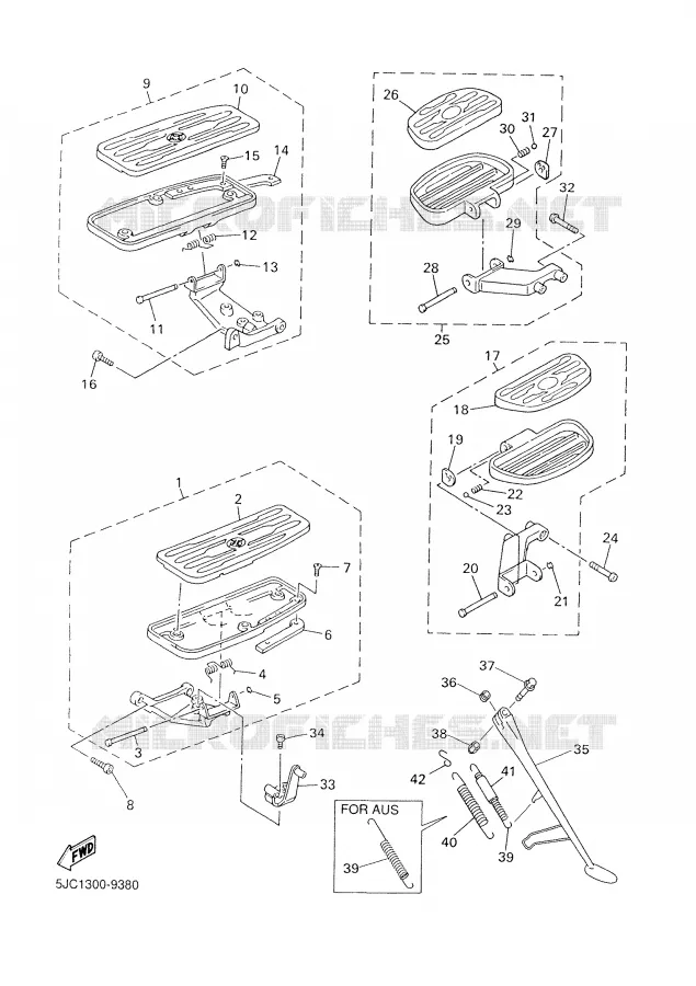SUPPORT / REPOSE PIEDS Yamaha MOTO 1300 1999 ROYALSTAR  XVZ13TF