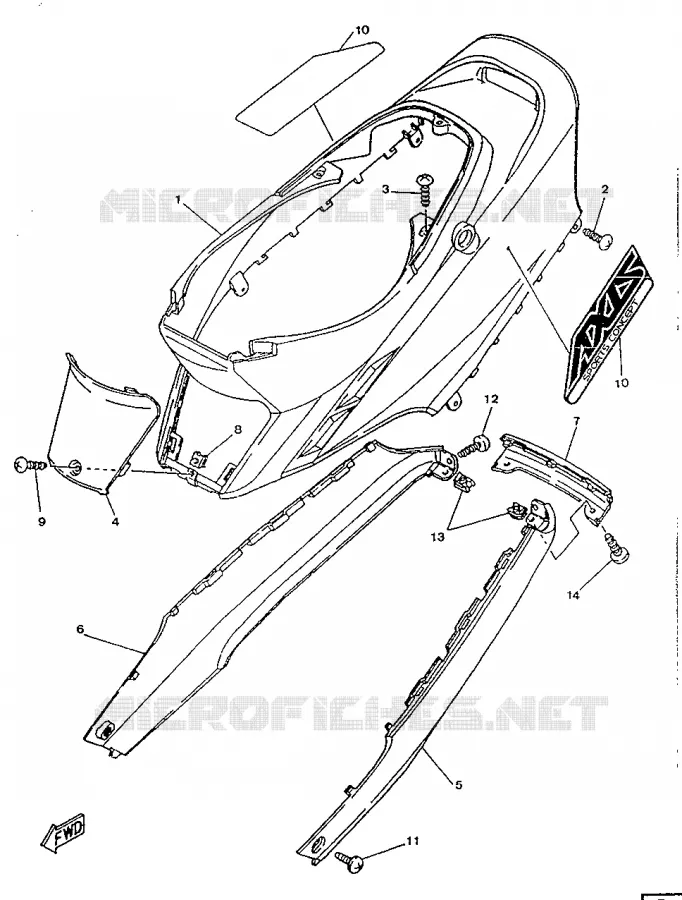 COUVERCLE LATERAL Yamaha SCOOTER 50 1996 YA  YA50R