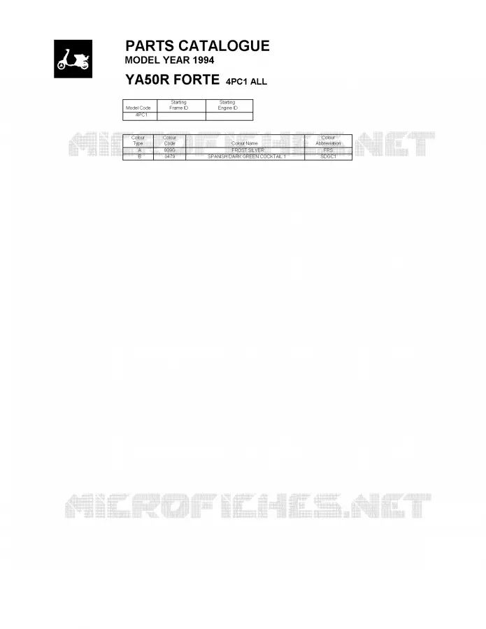 * CATALOG PREFACE * Yamaha SCOOTER 50 1994 YA  YA50R FORTE
