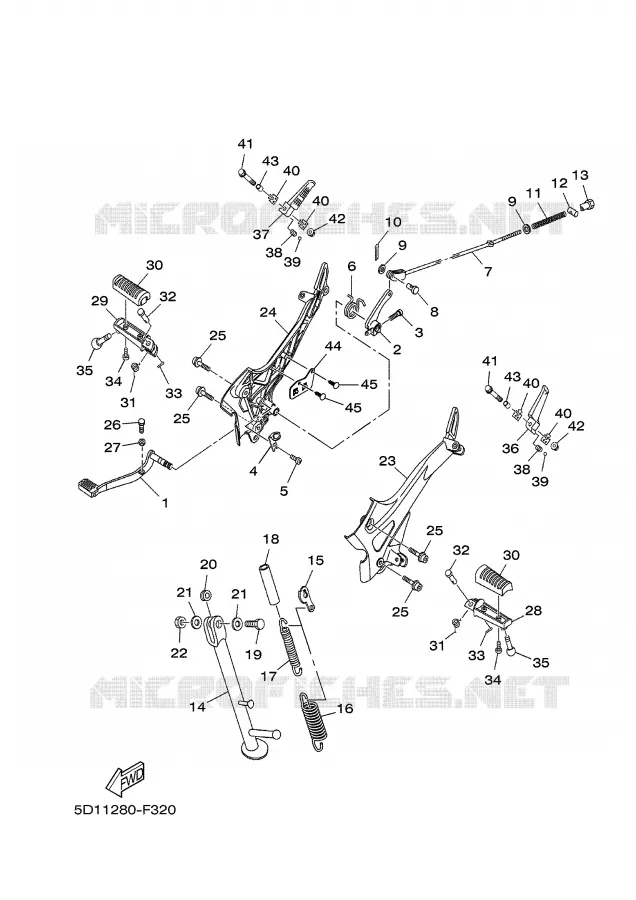 BEQUILLE / REPOSE PIEDS Yamaha MOTO 250 2007 YBR  YBR250