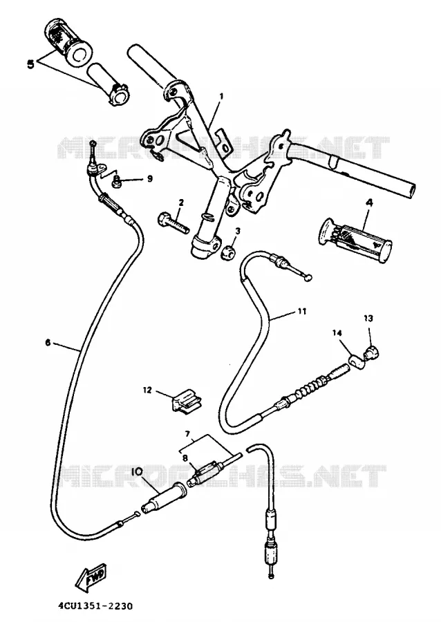 GUIDON ET CABLES Yamaha SCOOTER 50 1993 EVOLIS  YE50
