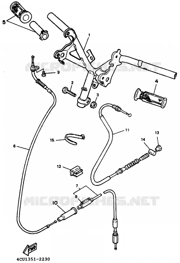 GUIDON ET CABLES Yamaha SCOOTER 50 1993 EVOLIS  YE50