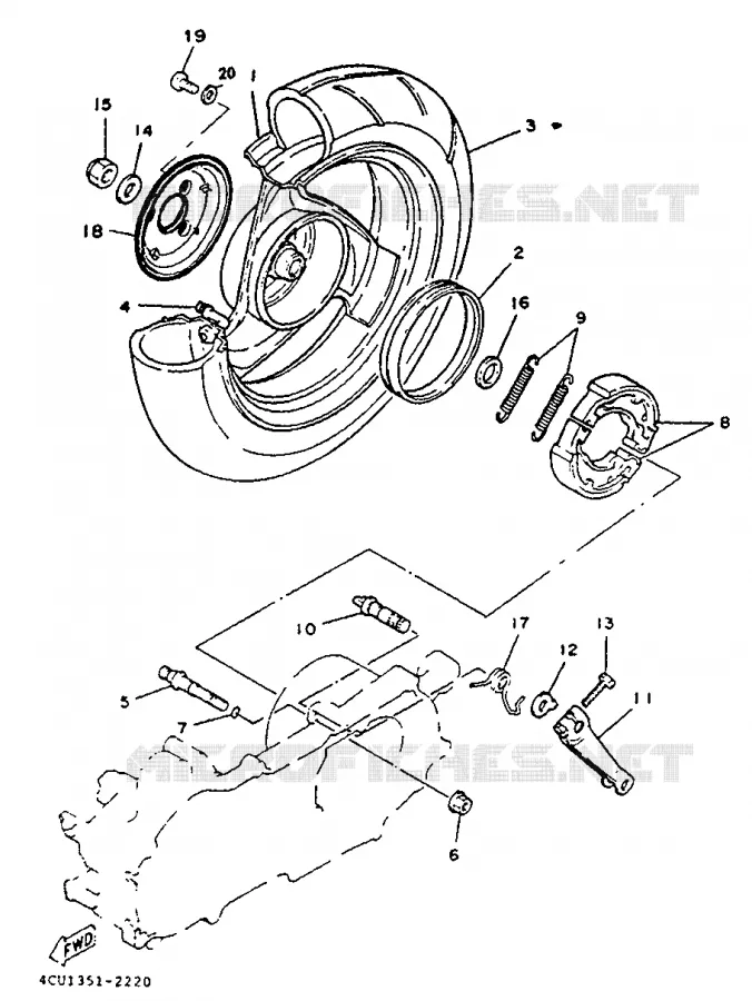 ROUE ARRIERE Yamaha SCOOTER 50 1994 EVOLIS  YE50