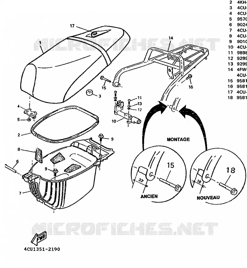 SELLE / PORTE BAGAGES Yamaha SCOOTER 80 1995 ZEST  YE80