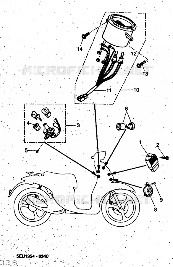 PARTIE ELECTRIQUE 1 Yamaha SCOOTER 50 1998 FLIPPER  YH50