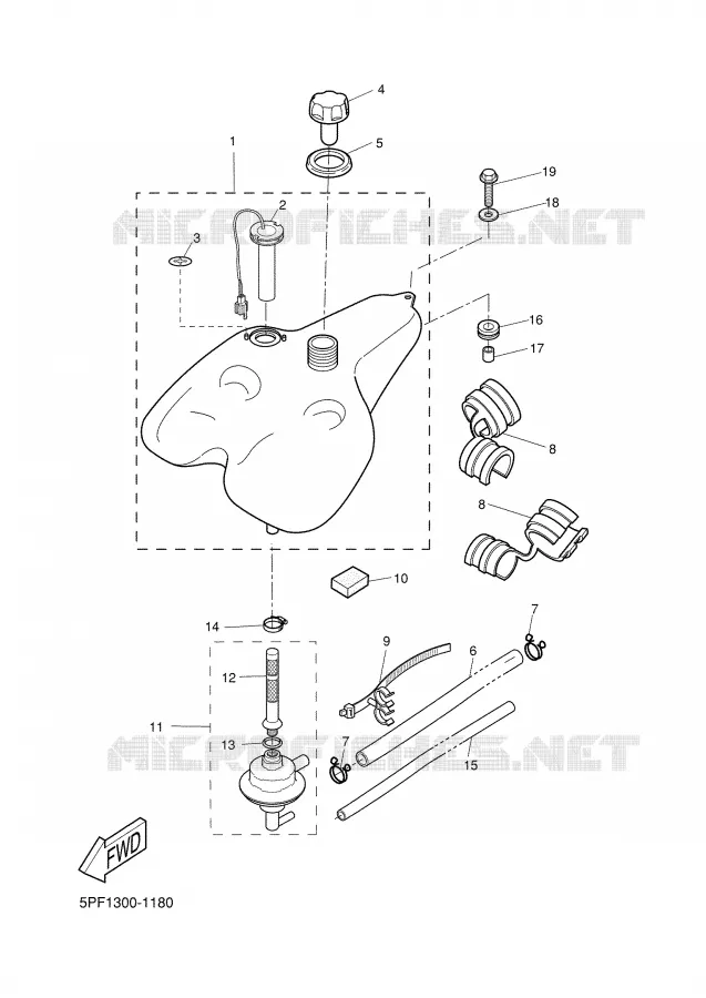 RESERVOIR A ESSENCE Yamaha SCOOTER 50 2001 FLIPPER  YH50