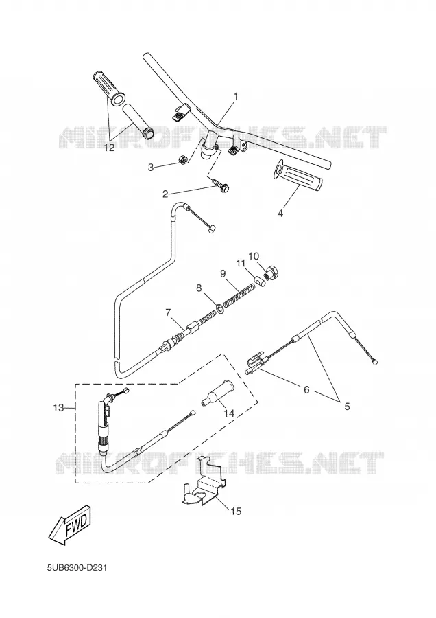GUIDON ET CABLES Yamaha SCOOTER 50 2005 WHY  YH50