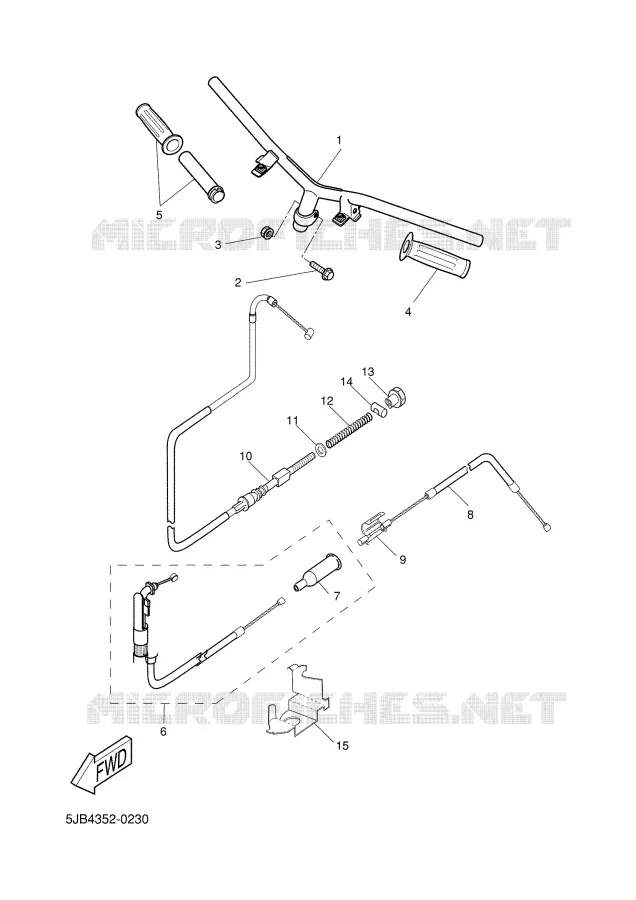 GUIDON ET CABLES Yamaha SCOOTER 50 2002 WHY  YH50 WHY