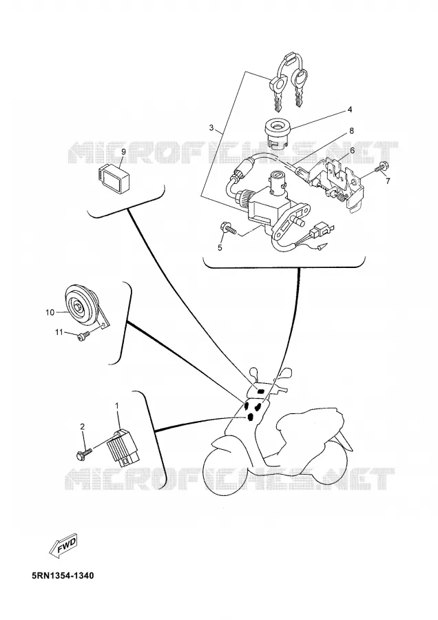 PARTIE ELECTRIQUE 1 Yamaha SCOOTER 100 2003 NEO'S  YN100
