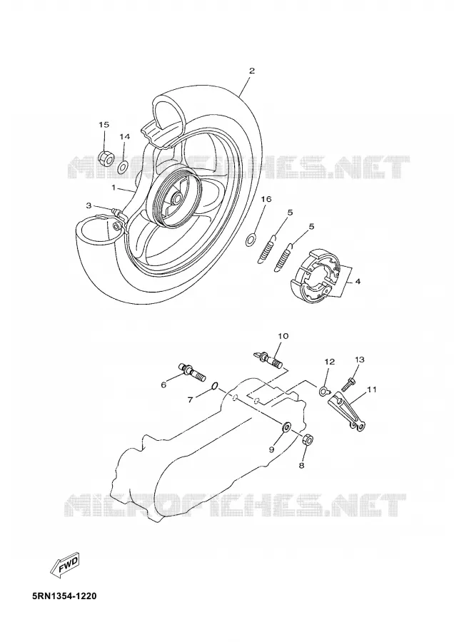 ROUE ARRIERE Yamaha SCOOTER 50 2002 YN  YN50,MOFFA