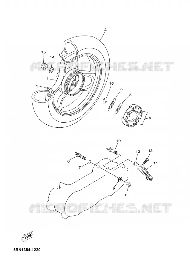 ROUE ARRIERE Yamaha SCOOTER 50 2002 YN  YN50ALPINESTARS