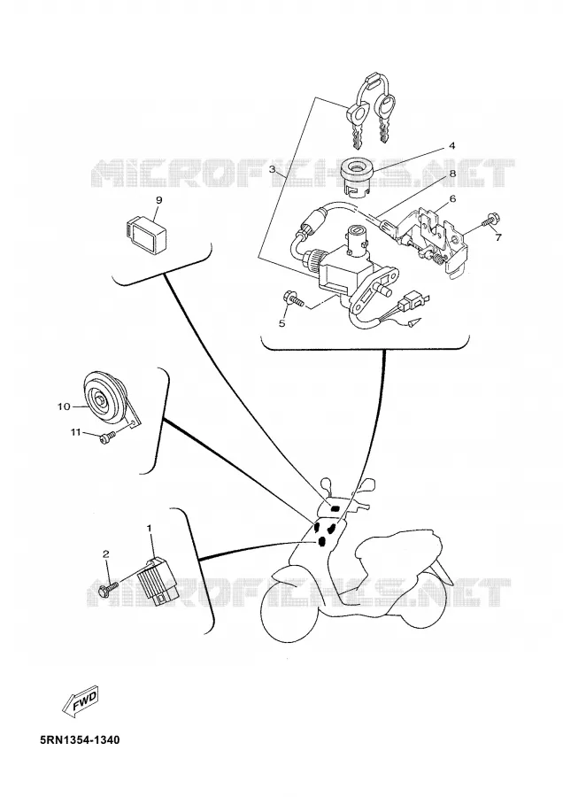 PARTIE ELECTRIQUE 1 Yamaha SCOOTER 50 2003 NEOS  YN50M