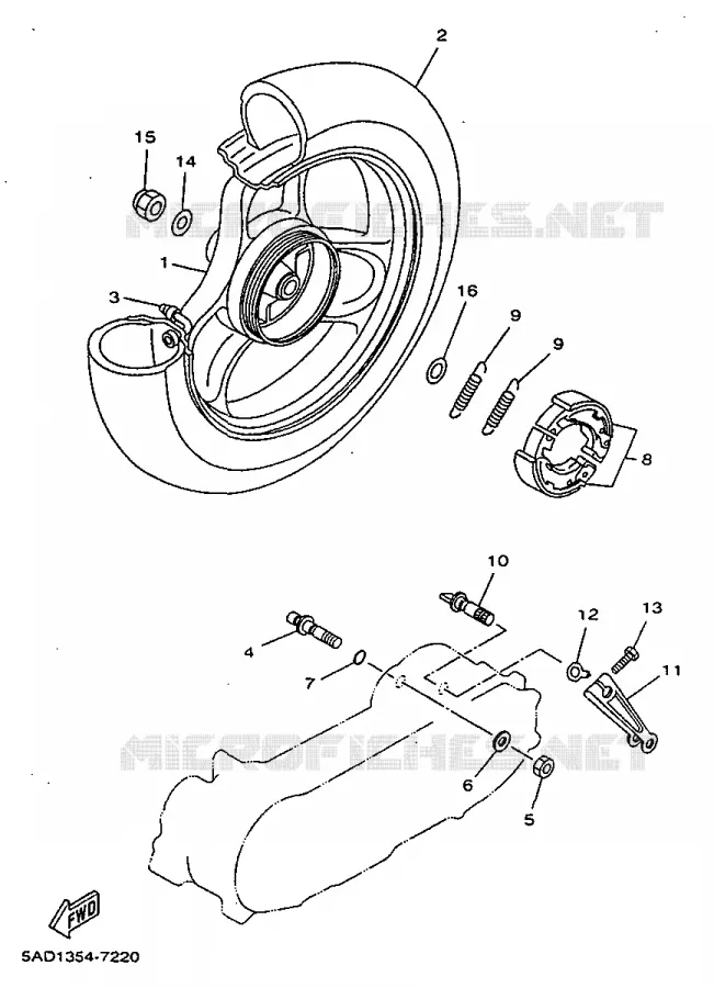 ROUE ARRIERE Yamaha SCOOTER 50 1997 NEOS  YN50R