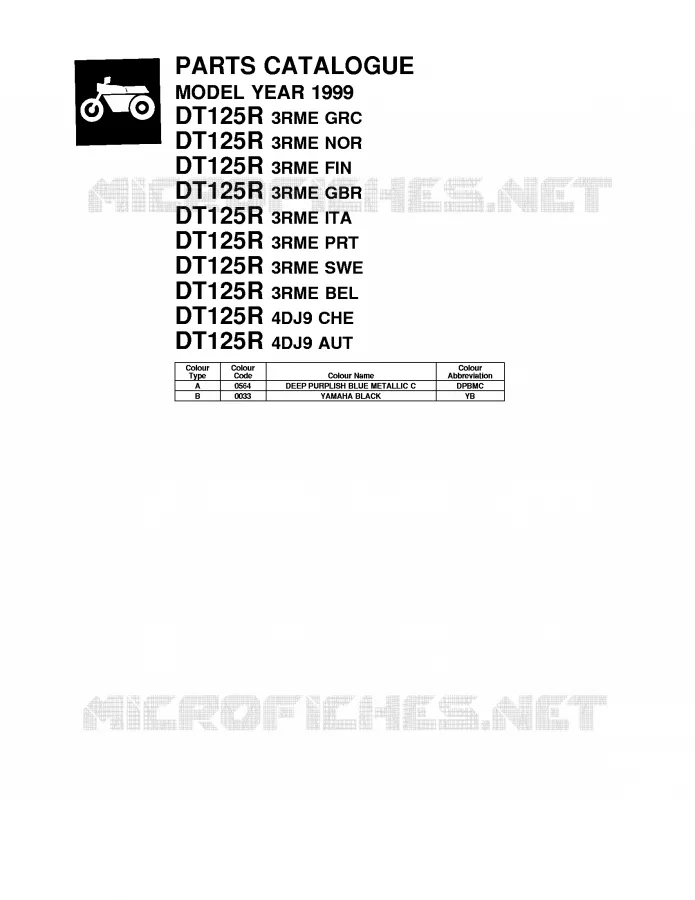 * CATALOG PREFACE * Yamaha MOTO 125 1999 DTR  DT125R