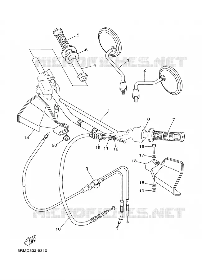 GUIDON ET CABLES Yamaha MOTO 125 2002 DTR  DT125R
