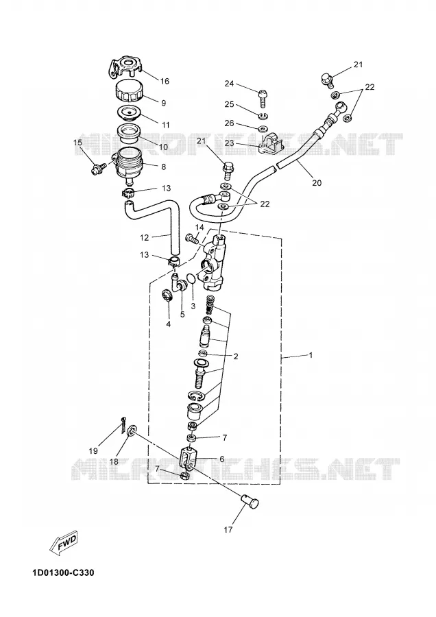 MAITRE CYLINDRE DE FREIN ARRIERE Yamaha MOTO 125 2004 DTR  DT125R