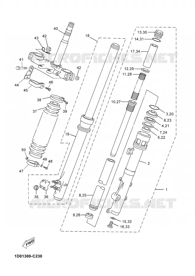 FOURCHE Yamaha MOTO 125 2004 DTR  DT125R