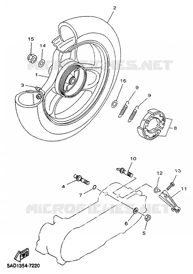 ROUE ARRIERE Yamaha SCOOTER 50 2000 NEOS  YN50R