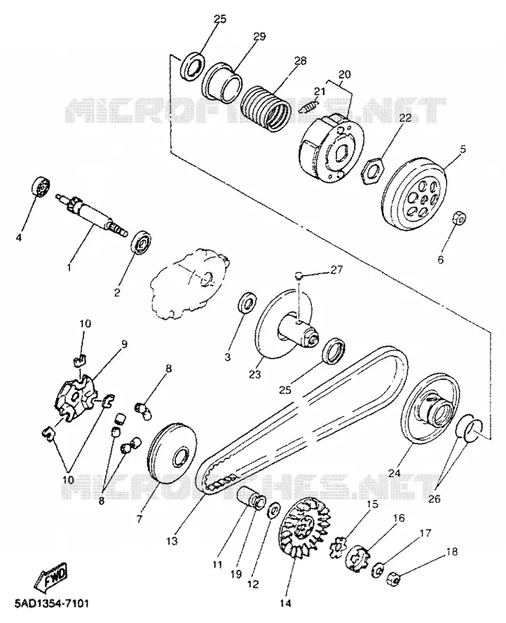 EMBRAYAGE DE DEMARREUR Yamaha SCOOTER 50 2000 NEOS  YN50R