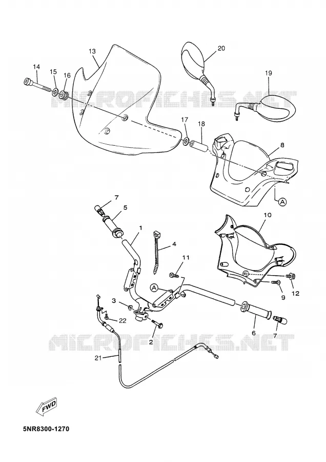 GUIDON ET CABLES Yamaha SCOOTER 125 2002 MAJESTY  YP125D