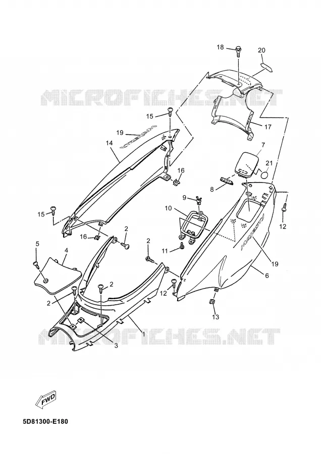 COUVERCLE LATERAL Yamaha SCOOTER 125 2007 MAJESTY  YP125E