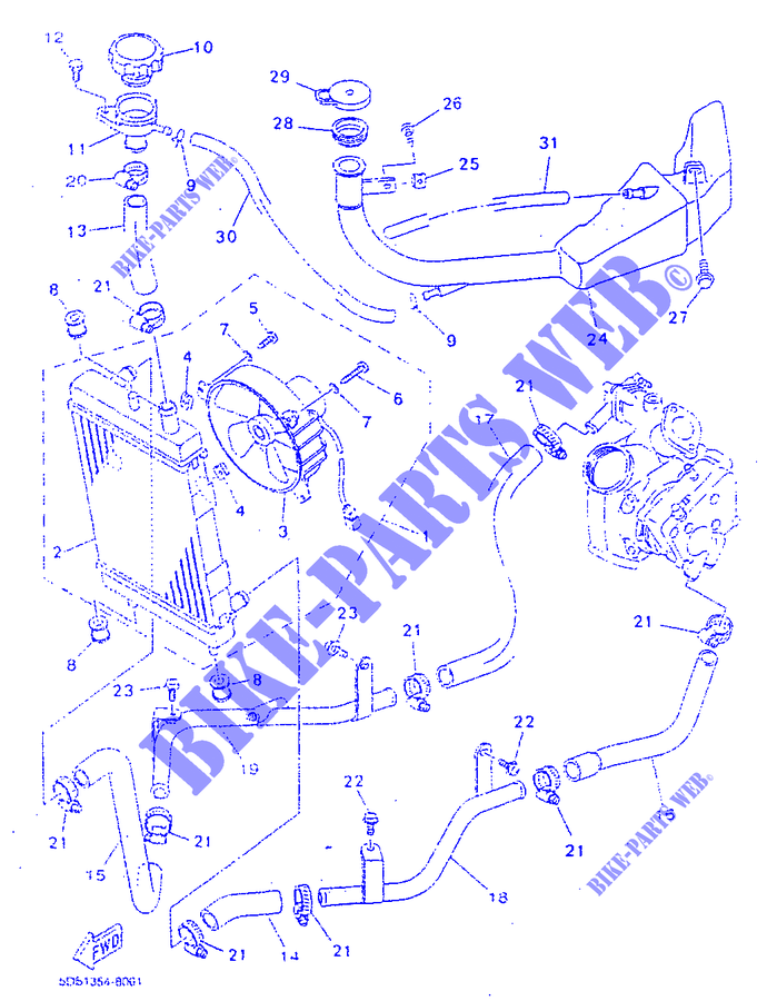 RADIATEUR / DURITES pour Yamaha YP125R de 1998