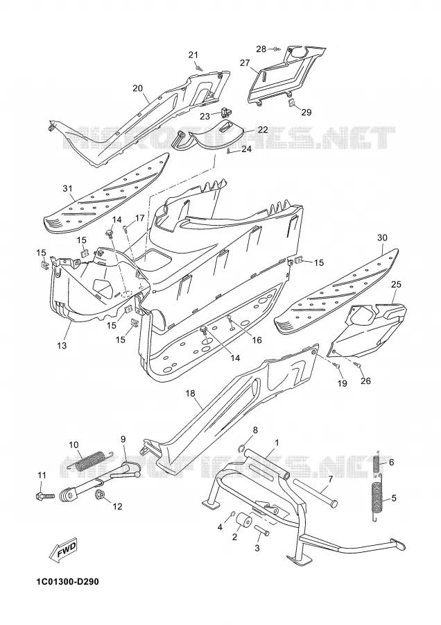 SUPPORT / REPOSE PIEDS Yamaha SCOOTER 125 2007 XMAX  YP125R
