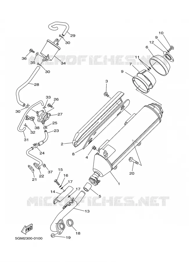 ECHAPPEMENT Yamaha SCOOTER 250 2000 MAJESTY  YP250