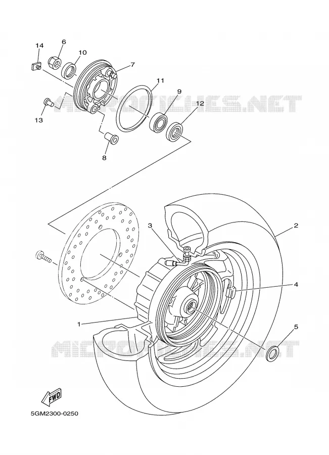 ROUE ARRIERE Yamaha SCOOTER 250 2001 MAJESTY  YP250