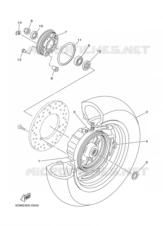 ROUE ARRIERE Yamaha SCOOTER 250 2002 MAJESTY  YP250