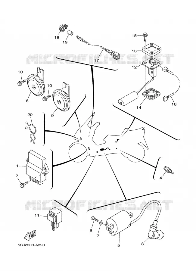 PARTIE ELECTRIQUE 2 Yamaha SCOOTER 250 2002 MAJESTY  YP250