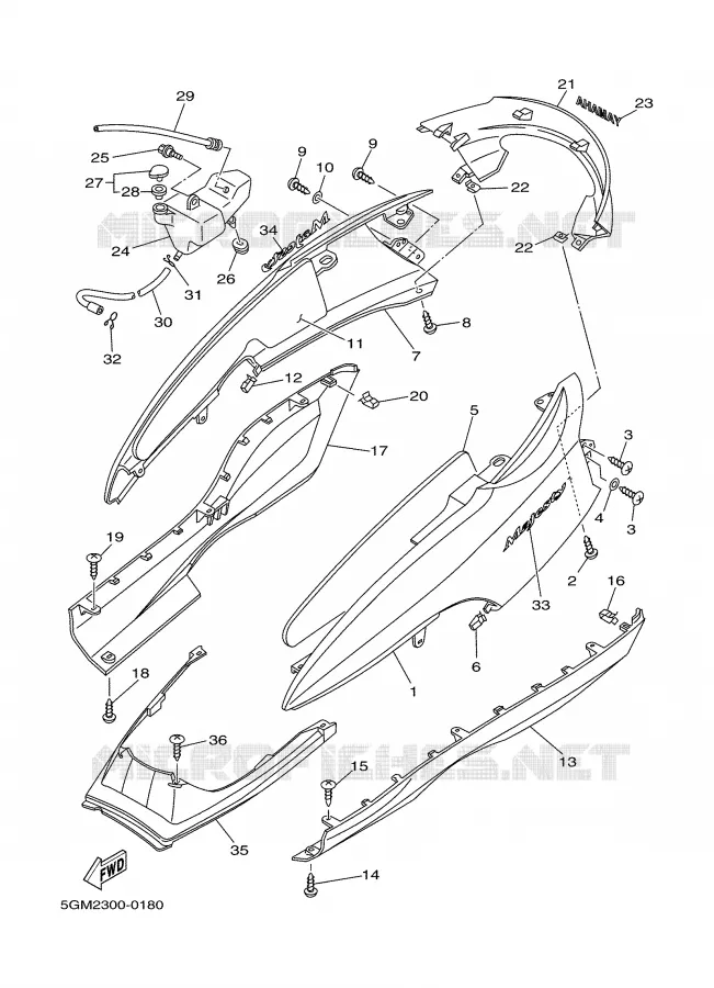 COUVERCLE LATERAL Yamaha SCOOTER 250 2003 MAJESTY  YP250R