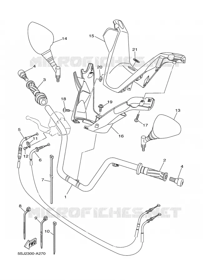 GUIDON ET CABLES Yamaha SCOOTER 250 2003 MAJESTY  YP250R