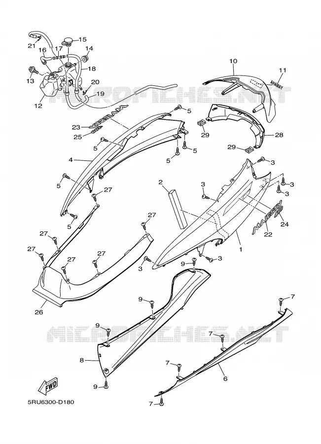 COUVERCLE LATERAL Yamaha SCOOTER 400 2006 MAJESTY  YP400