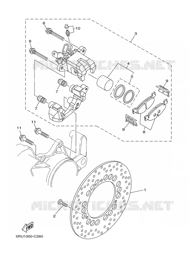 ETRIER DE FREIN ARRIERE Yamaha SCOOTER 400 2004 MAJESTY  YP400S