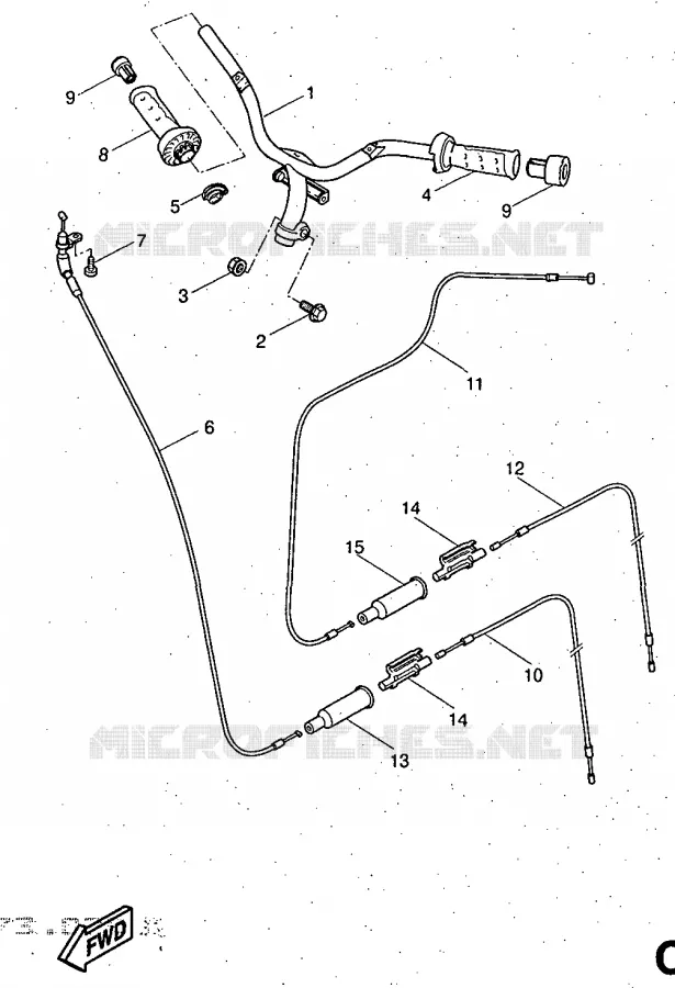 GUIDON ET CABLES Yamaha SCOOTER 50 1997 AEROX  YQ50
