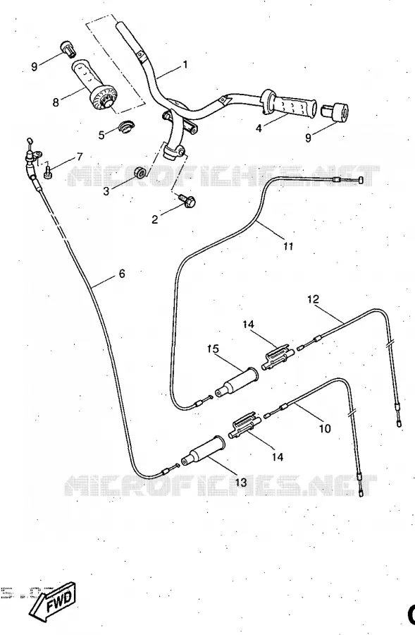 GUIDON ET CABLES Yamaha SCOOTER 50 1997 AEROX  YQ50