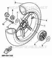 ROUE ARRIERE pour Yamaha YQ50 de 1999