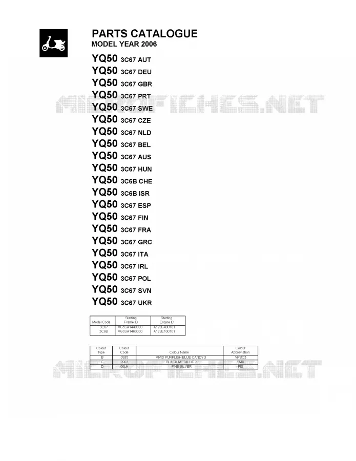 * CATALOG PREFACE * Yamaha SCOOTER 50 2006 AEROX  YQ50