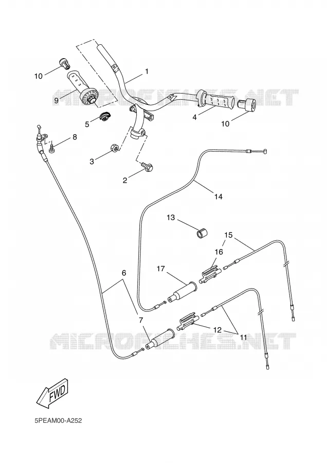 GUIDON ET CABLES Yamaha SCOOTER 50 2007 AEROX  YQ50