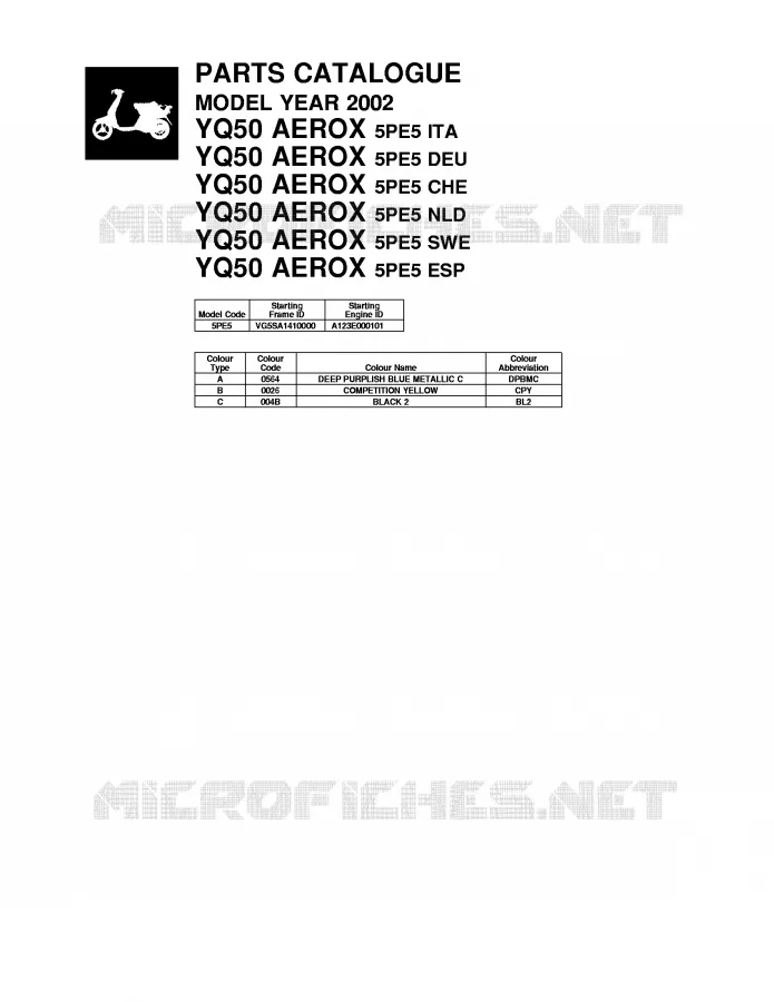 * CATALOG PREFACE * Yamaha SCOOTER 50 2002 AEROX  YQ50 AEROX